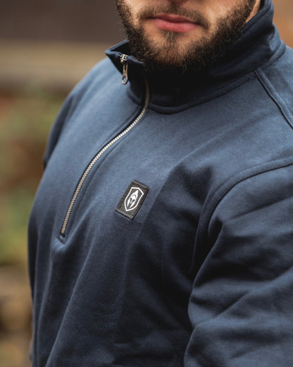 CHEVALIER | HALF ZIP SWEATER DONKERBLAUW